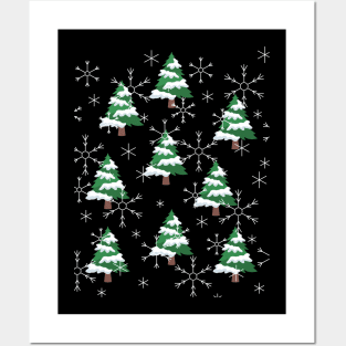 Snowy Christmas Trees Posters and Art